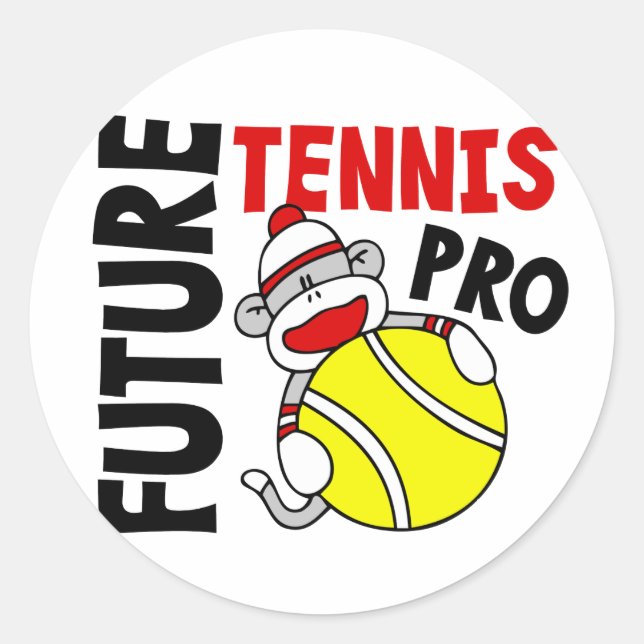 Future Tennis Pro Sock Monkey Classic Round Sticker (Front)