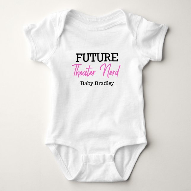 Future Theatre Nerd Pink Personalised Baby Bodysuit (Front)