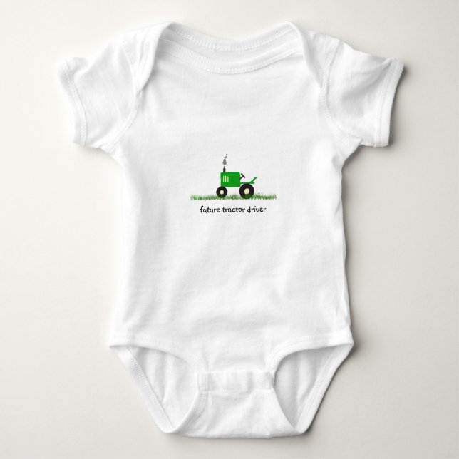 "Future Tractor Driver" Baby Green Tractor Bodysuit (Front)