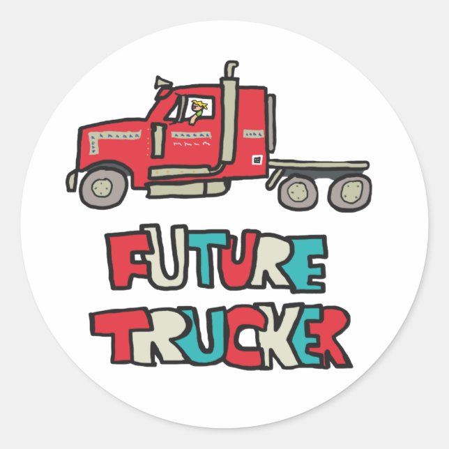 Future Trucker Classic Round Sticker (Front)