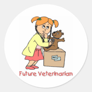 Future Vet - Little Girl Classic Round Sticker