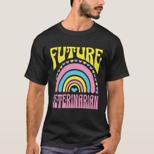 Future Veterinarian Bright Retro Rainbow Veterinar T-Shirt
