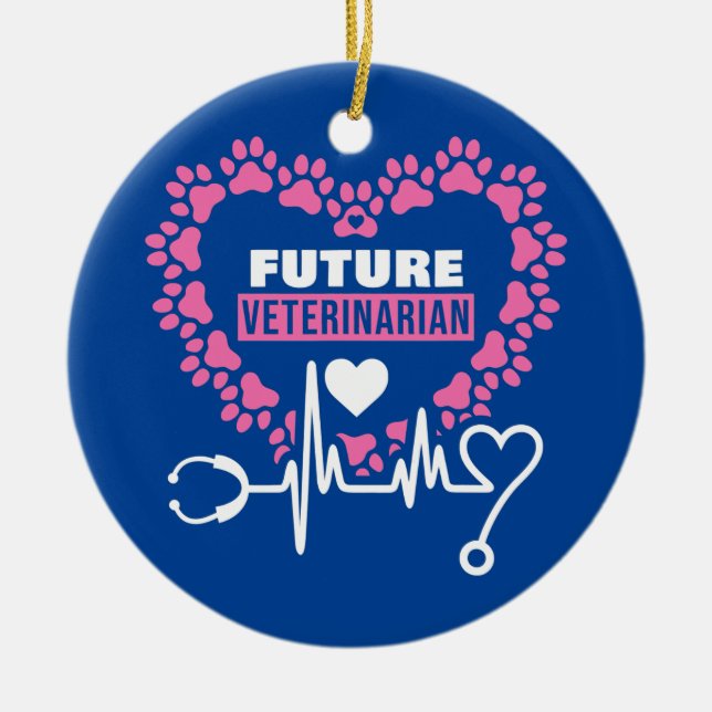 Future Veterinarian Doctor Animals Lover Ceramic Tree Decoration (Front)