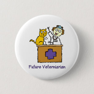Future Veterinarian - Girl with Cat 6 Cm Round Badge