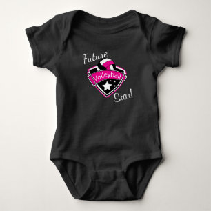 Future Volleyball Star - Hot Pink, White and Black Baby Bodysuit