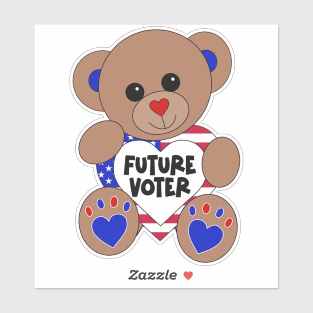 Future Voter Teddy Bear Kids Vote USA Elections (Sheet)