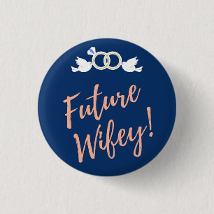 Future Wifey Love Birds in Deep Blue  3 Cm Round Badge