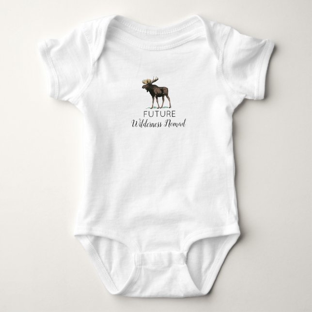Future Wilderness Nomad Moose Baby Bodysuit (Front)