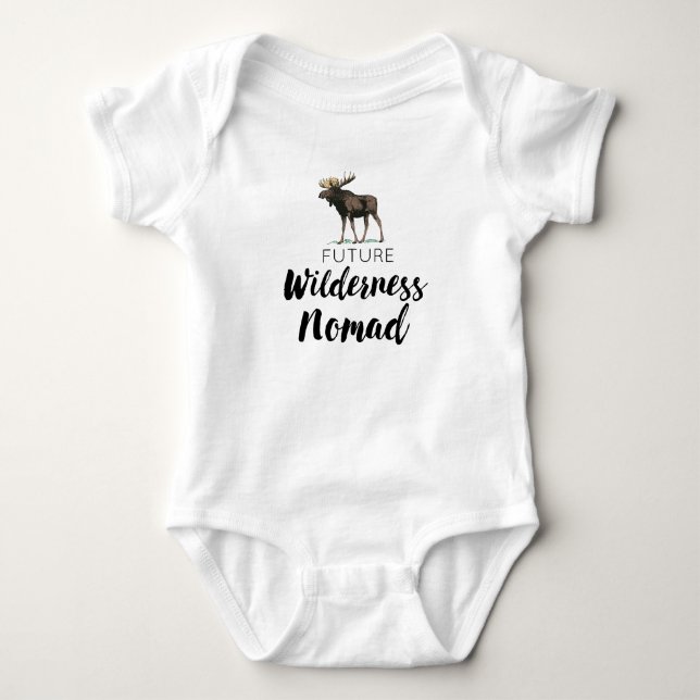 Future Wilderness Nomad With Moose Baby Bodysuit (Front)