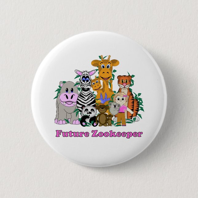 Future Zookeeper Girl 6 Cm Round Badge (Front)