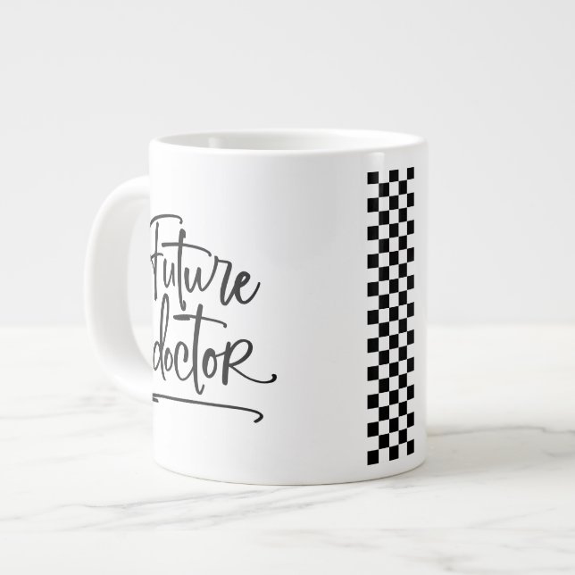 Futured Doctor Personalised Chequered Large Coffee Mug (Front Left)