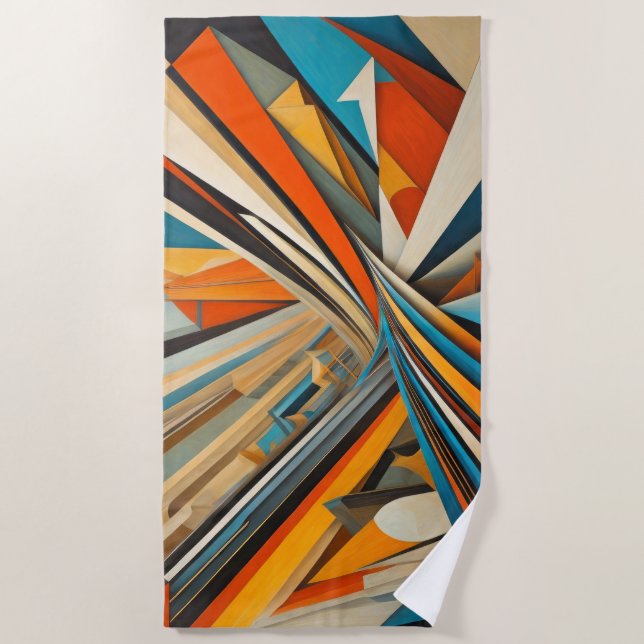  Futurism Abstract Geometric Beach Towel (Front)