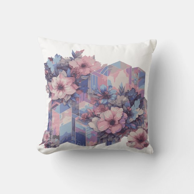 Futurism Tinted Floral Desin Pillow (Front)