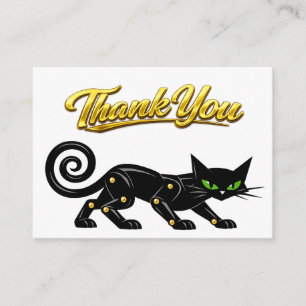 Futurist Atomic Steampunk Black Cat Thank You Enclosure Card