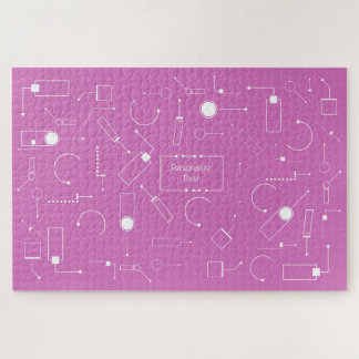 Futurist Pattern: Violet (white text) 006 Jigsaw Puzzle
