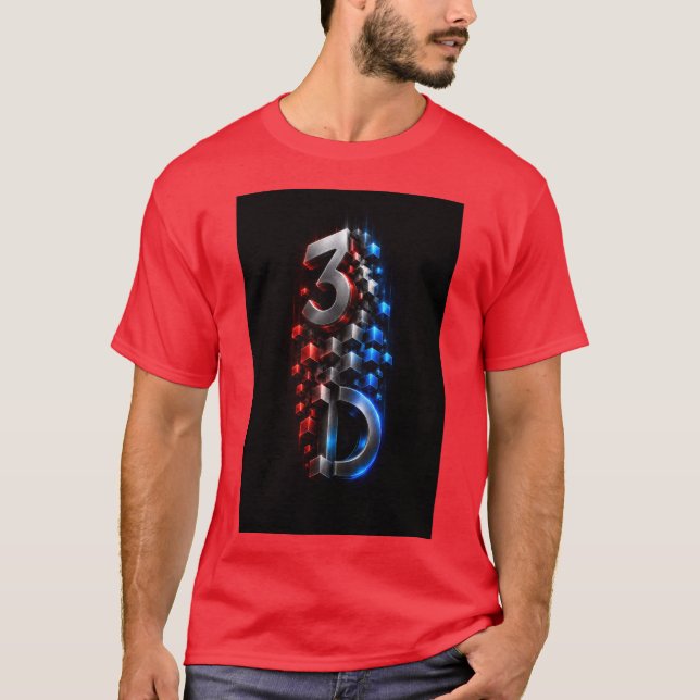 Futuristic 3D Geometric Cube Design T-Shirt (Front)