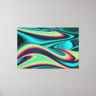 Futuristic Abstract 3D Metallic Rainbow Art Canvas Print