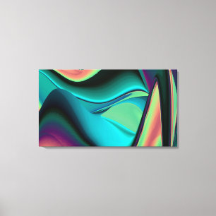 Futuristic Abstract 3D Metallic Rainbow Art Canvas Print