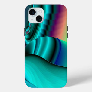 Futuristic Abstract 3D Metallic Rainbow Art iPhone 15 Mini Case