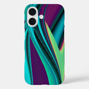 Futuristic Abstract 3D Metallic Rainbow Art iPhone 16 Case