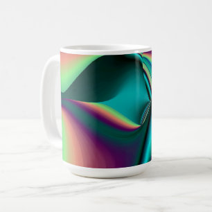 Futuristic Abstract 3D Metallic Rainbow Art Coffee Mug