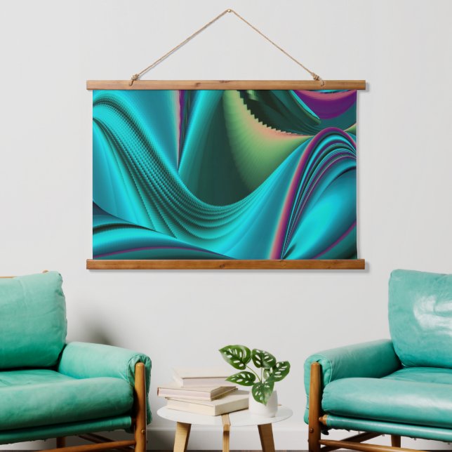 Futuristic Abstract 3D Metallic Rainbow Art Hanging Tapestry (Living Room)