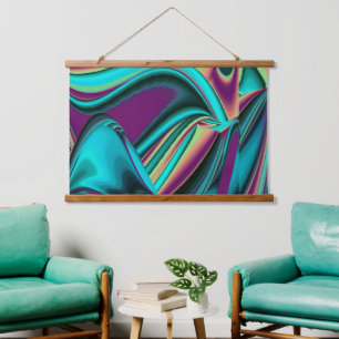 Futuristic Abstract 3D Metallic Rainbow Art Hanging Tapestry