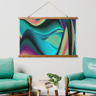 Futuristic Abstract 3D Metallic Rainbow Art Hanging Tapestry