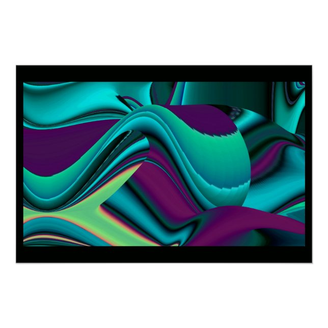 Futuristic Abstract 3D Metallic Rainbow Art Poster (Front)