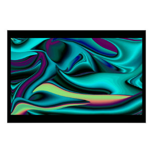 Futuristic Abstract 3D Metallic Rainbow Art Poster