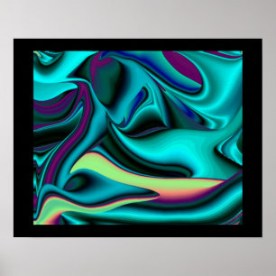 Futuristic Abstract 3D Metallic Rainbow Art Poster