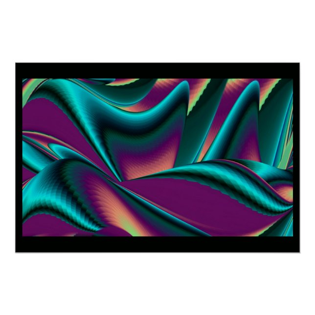 Futuristic Abstract 3D Metallic Rainbow Art Poster (Front)