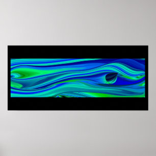 Futuristic Abstract 3D Metallic Rainbow Art Poster