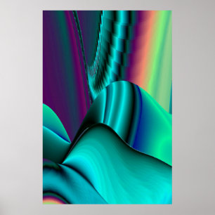Futuristic Abstract 3D Metallic Rainbow Art Poster