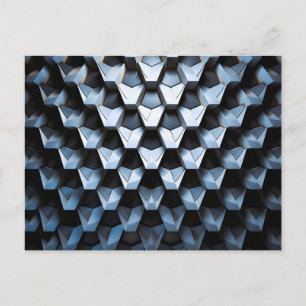 Futuristic Abstract Blue Geometric Metallic Holiday Postcard