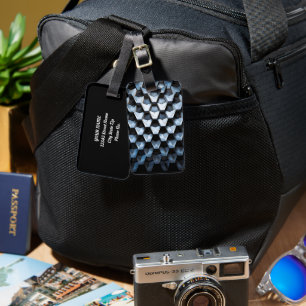 Futuristic Abstract Blue Geometric Metallic Luggage Tag