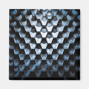 Futuristic Abstract Blue Geometric Metallic Magnet