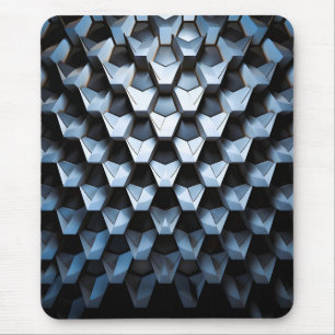 Futuristic Abstract Blue Geometric Metallic Mouse Mat