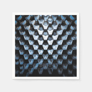 Futuristic Abstract Blue Geometric Metallic Napkin
