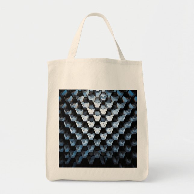 Futuristic Abstract Blue Geometric Metallic  Tote Bag (Front)