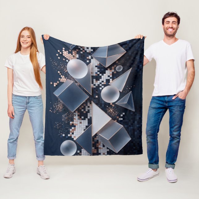 Futuristic Abstract Christmas Mosaic 3D Fleece Blanket (In Situ)
