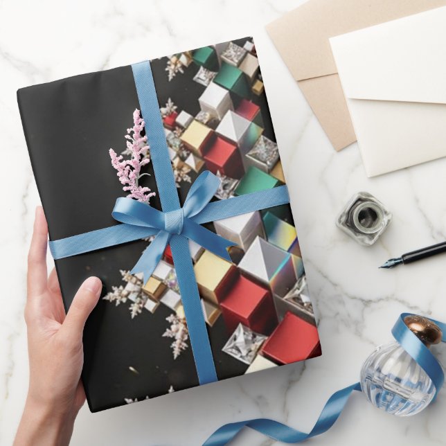 Futuristic Abstract Christmas Mosaic 3D - Wrapping Paper (Gifting)