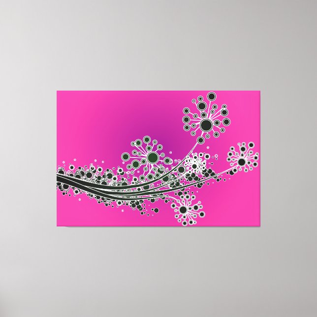 Futuristic abstract flowers-Magenta canvas print (Front)