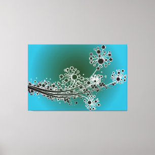Futuristic abstract flowers-Turquoise canvas print