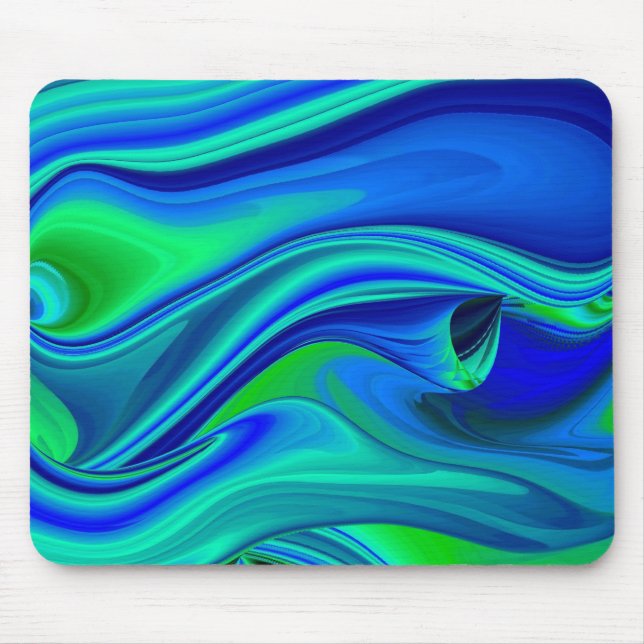 futuristic, Abstract in green and blue Mouse Mat (Front)