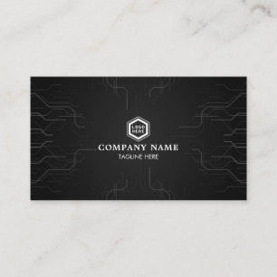 Futuristic Abstract Lines Grey Modern Technology Business Card