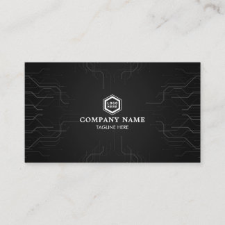 Futuristic Abstract Lines Grey Modern Technology Business Card