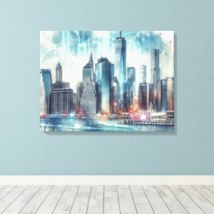 Futuristic Abstract of New York City Canvas Print