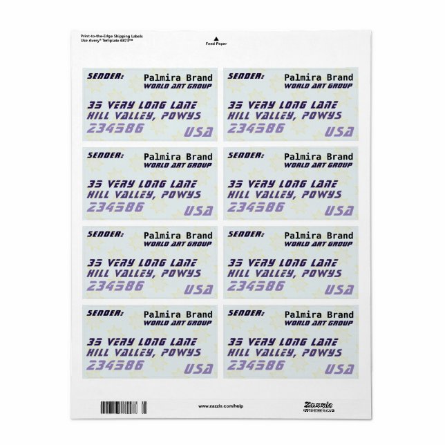 Futuristic Address Labels Tags with stars (Full Sheet)