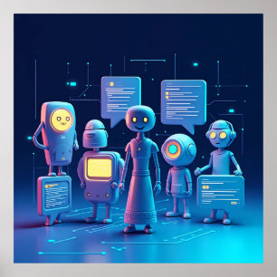 "Futuristic AI Assistants AI Poster